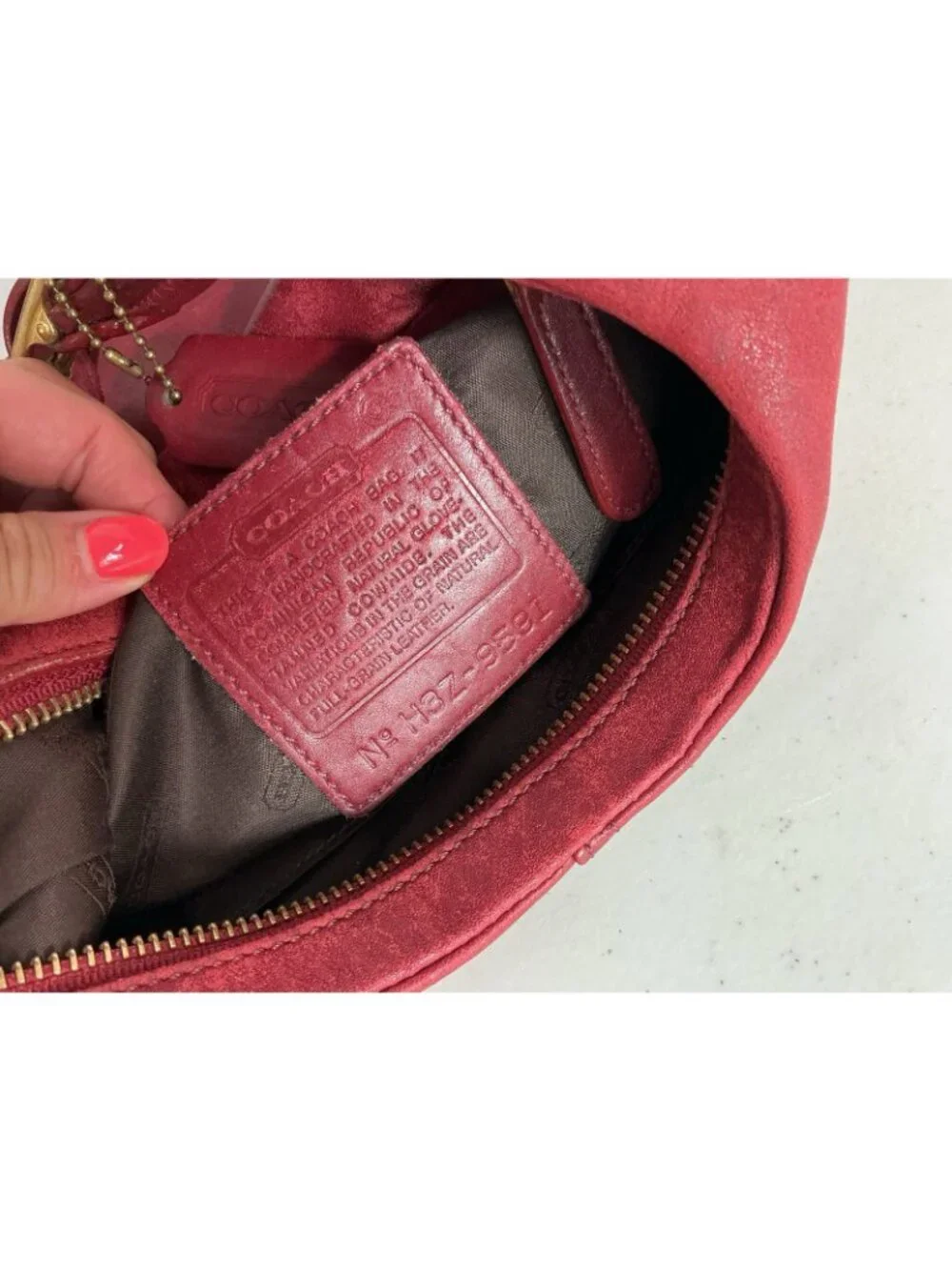 Coach Vintage Cherry Red Leather Zoe Hobo Bag Purse